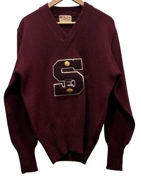 Vintage 1960s Stadium Wool Varsity Letterman Sweater Men’s S/M Chenille